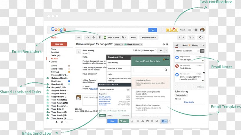 Collaboration Tool Collaborative Software Gmail Hiver - Inbox By Transparent PNG