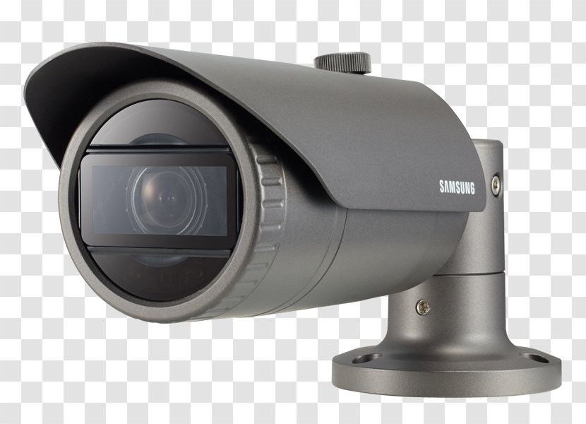 Wisenet QNO IR Bullet Camera Samsung Hanwha Aerospace IP Group - Optical Instrument - Surveillance Transparent PNG