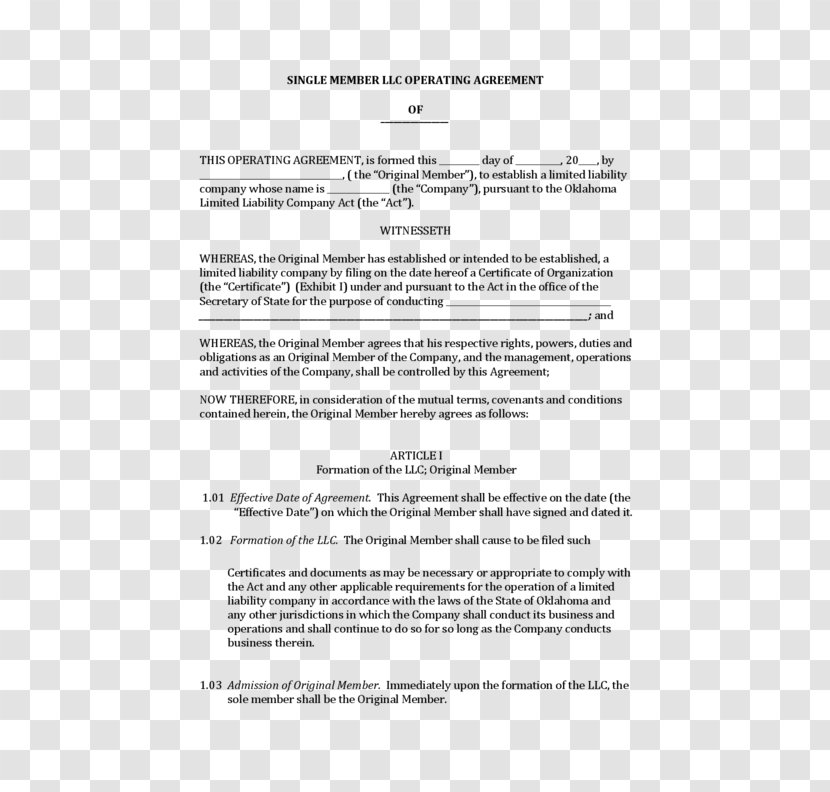 Operating Agreement Maryland Limited Liability Company Articles Of Organization Business - Template Transparent PNG
