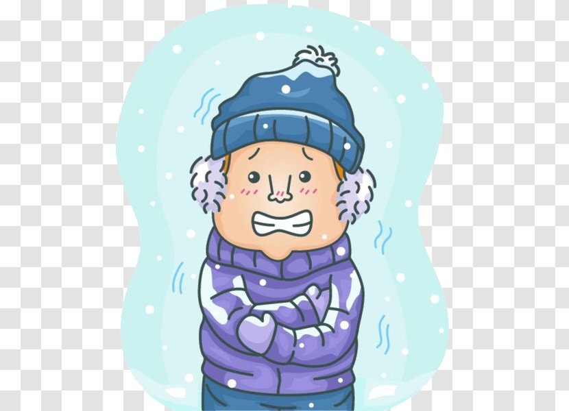 Shivering Common Cold Chills Clip Art - Headgear - A Person Shaking In Snowy Day Transparent PNG