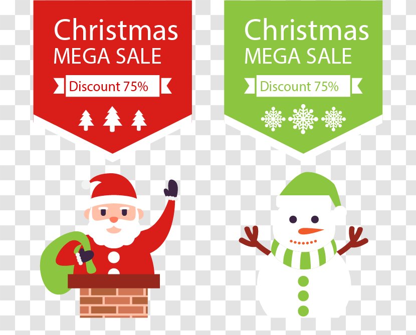 Santa Claus Christmas Tree Banner Clip Art - Ornament - Banners Cute Characters Transparent PNG