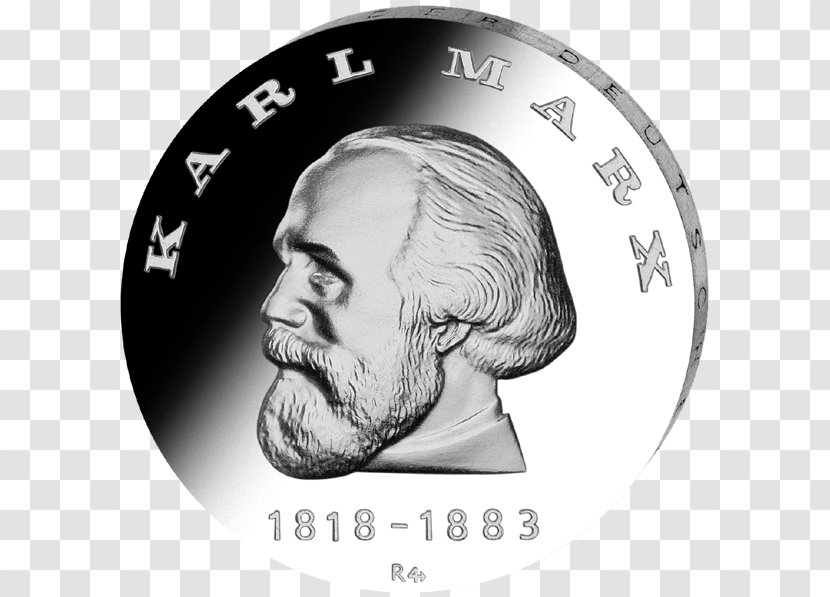 East Germany German Mark Philosopher Commemorative Coin - Monochrome Transparent PNG
