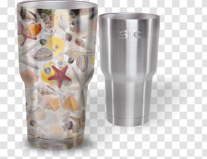 Highball Glass Multi-scale Camouflage Koozie Pattern - Mug - Watercolor Seashells Transparent PNG
