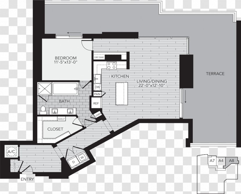 Aris Market Square Apartments Floor Plan House Park - Schematic - Houston Texas Transparent PNG