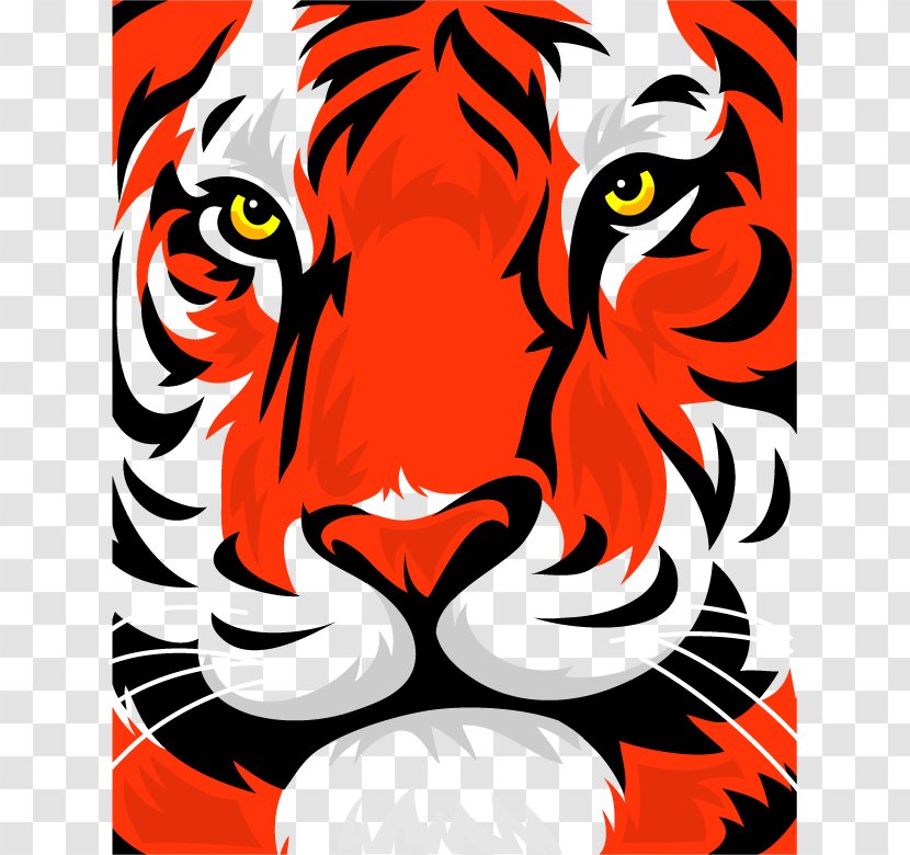 Bengal Tiger Euclidean Vector White - Hand-painted Mighty Head Material Transparent PNG