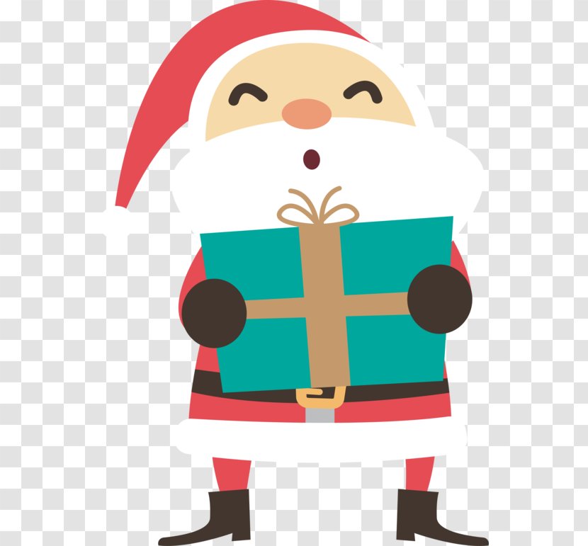 Santa Claus Gift Christmas - Fictional Character - Holding A Box Transparent PNG