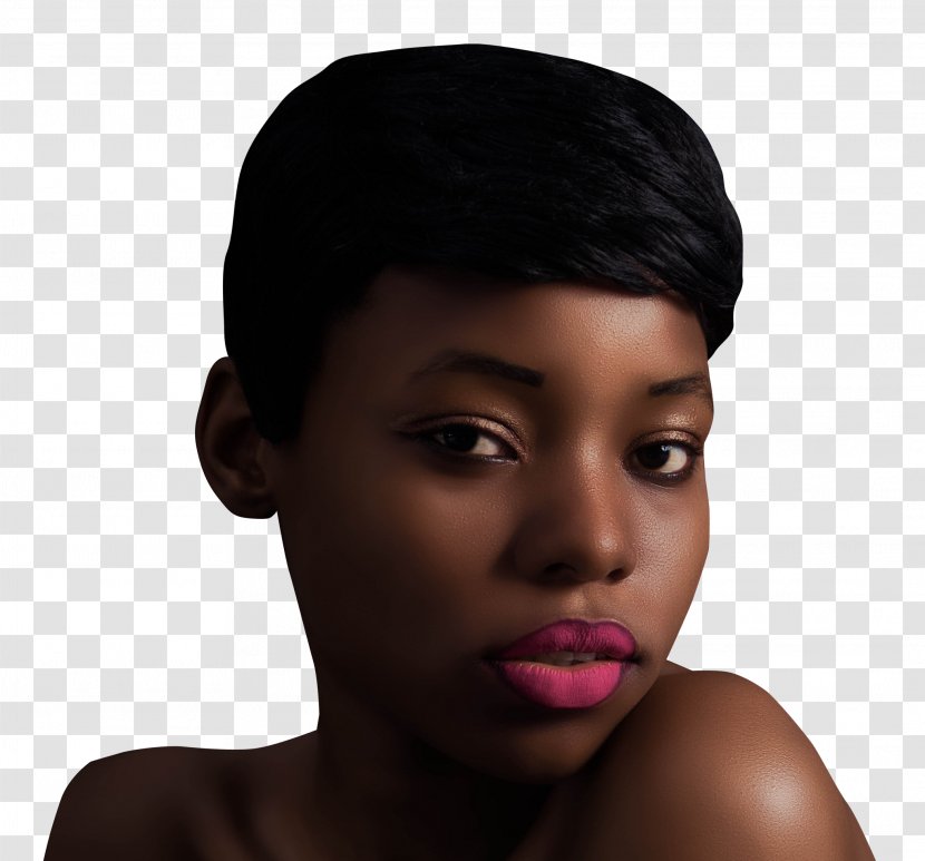 Beauty - Watercolor - Beautiful Black Woman With Glossy Makeup Transparent PNG
