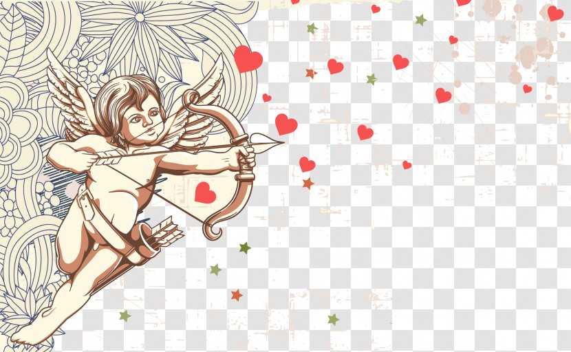 Valentines Day Cupid Heart Clip Art - Watercolor Transparent PNG