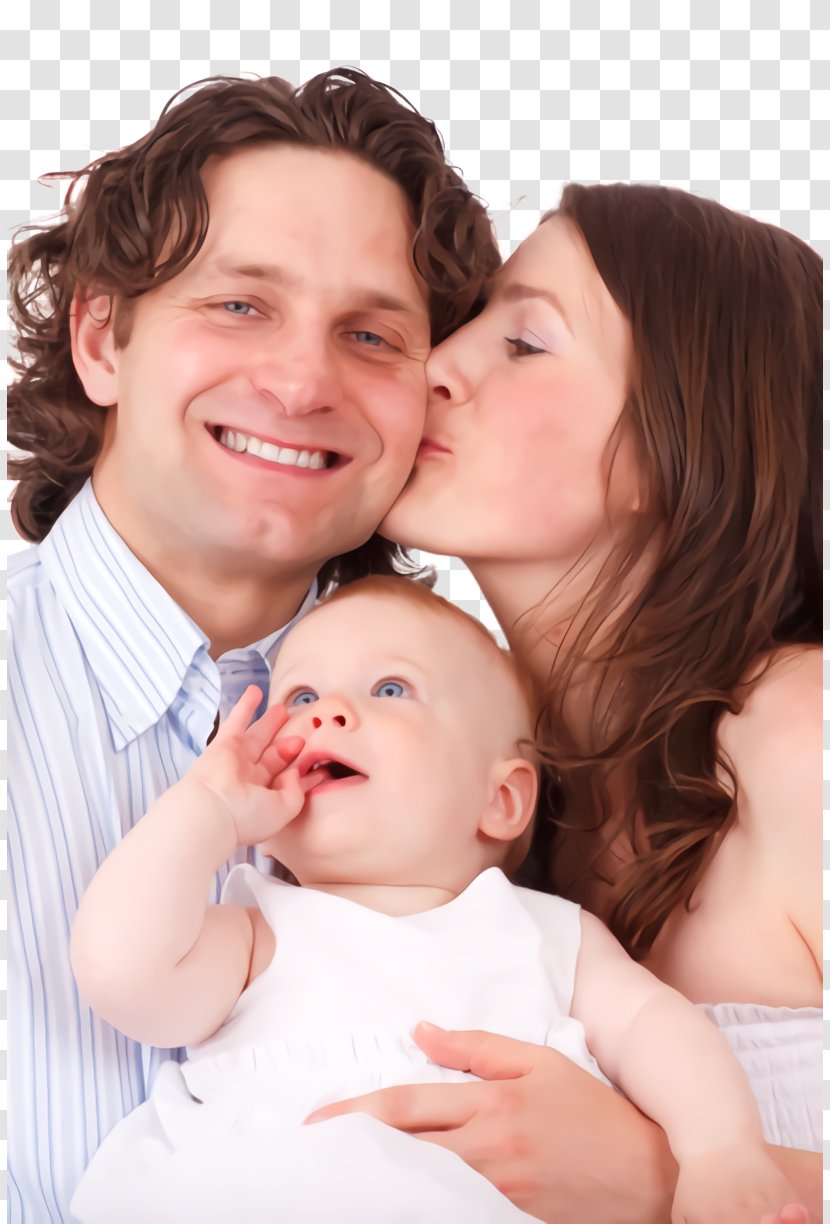 Woman Child Father Kiss - Happy - Forehead Transparent PNG