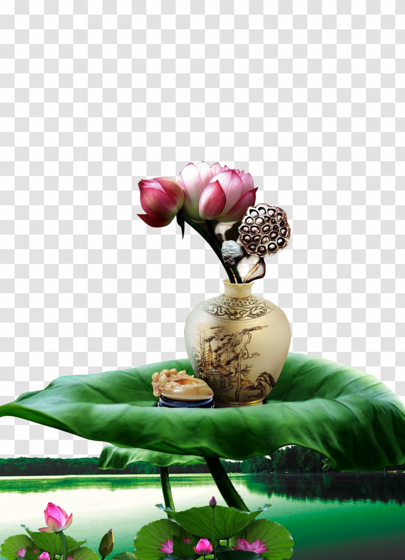 Vase Chinoiserie Art - Floristry - Lotus Transparent PNG
