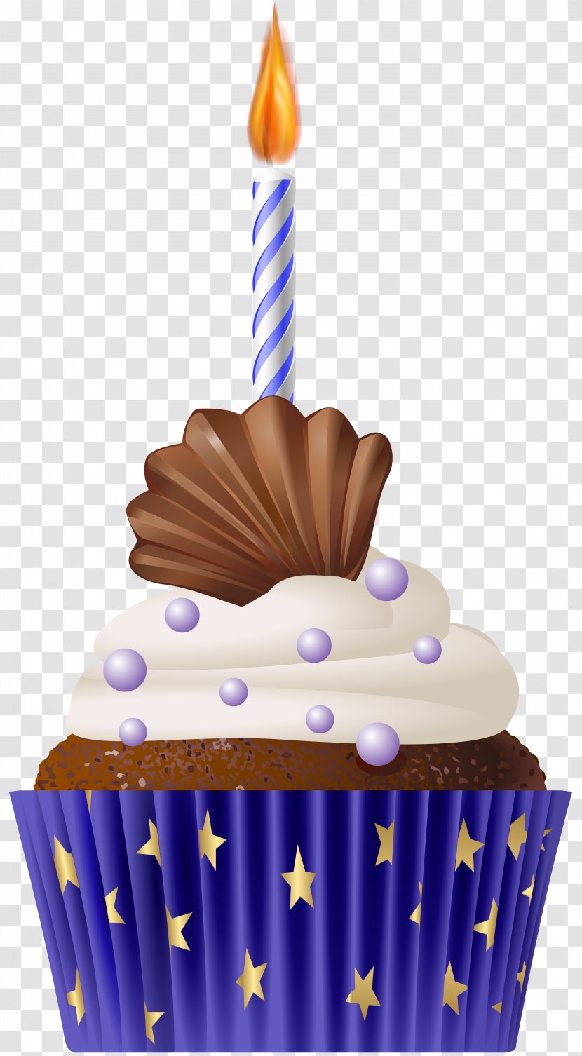 Muffin Cupcake Food Icon - Cake Decorating - Birthday Blue With Candle Clip Art Transparent PNG