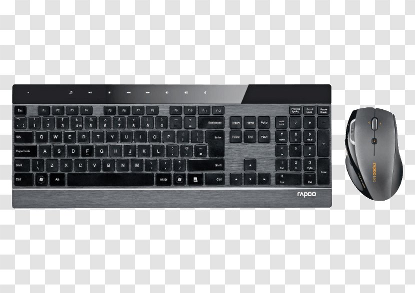 Computer Keyboard Mouse Laptop Wireless Rapoo - Qwertz Transparent PNG
