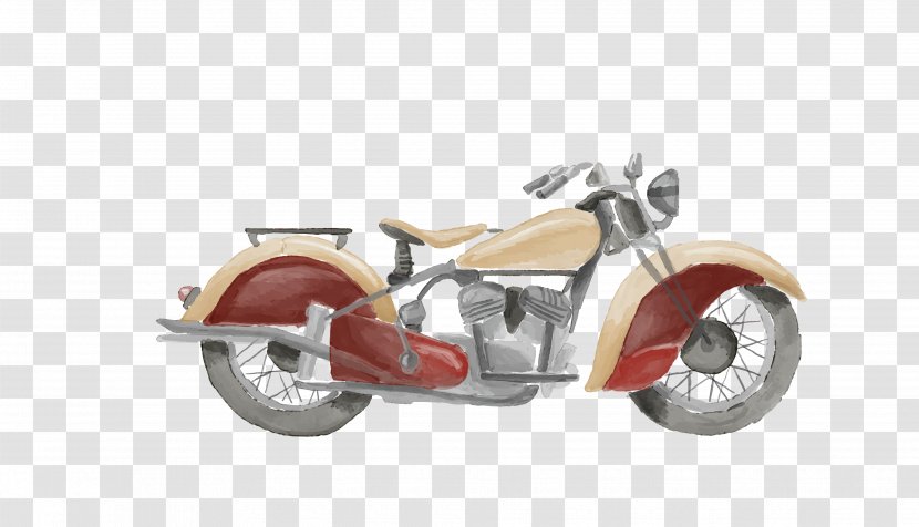Scooter Motorcycle Vintage Motor Cycle Club Watercolor Painting - Vector Light Cartoon Transparent PNG
