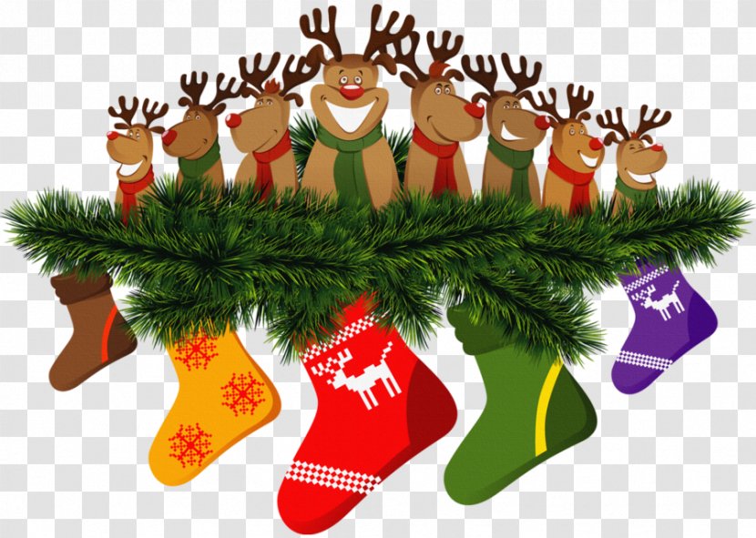 Reindeer Christmas Ornament Stocking Gift-bringer - Rudolph - Transparent Deers On Pine Branch Clipart Transparent PNG