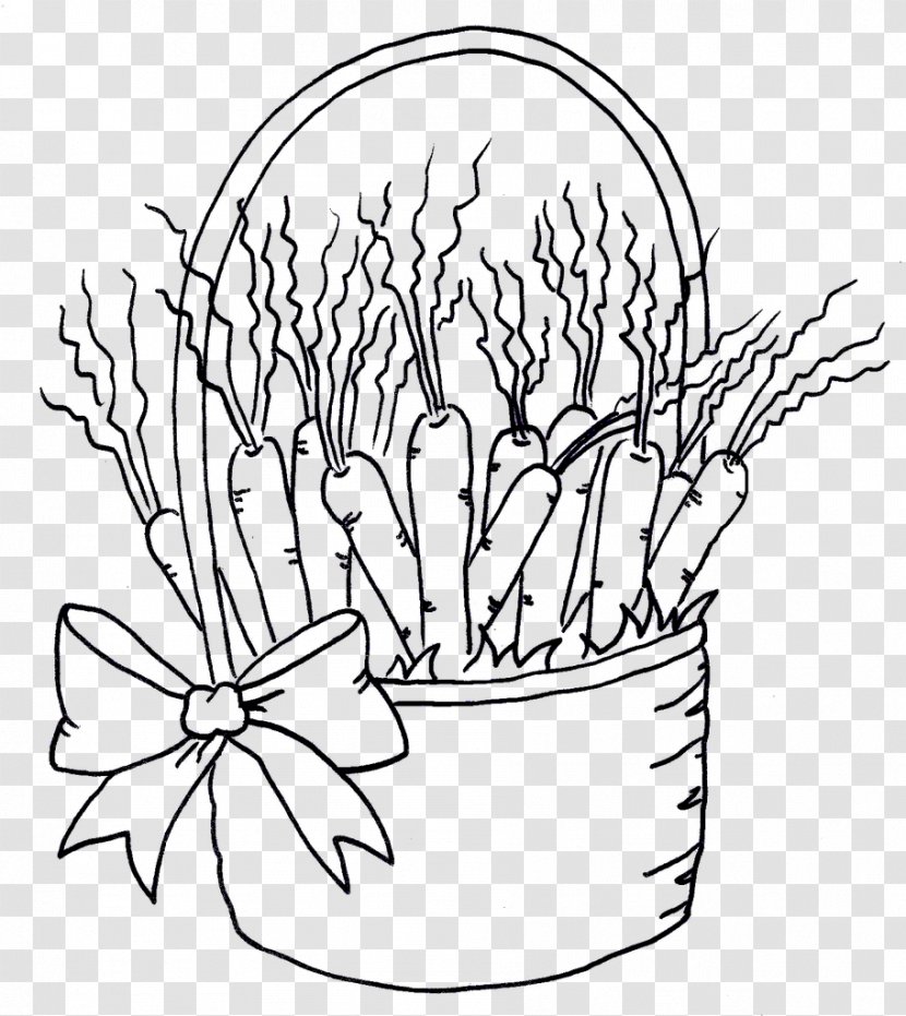 Drawing Floral Design Basket Carrot Sketch - Flowering Plant Transparent PNG