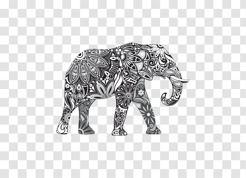Indian Elephant - Metal Blackandwhite Transparent PNG