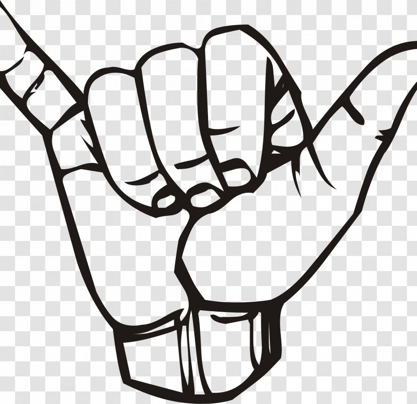 Shaka Sign American Language I - Black And White - Symbol Transparent PNG