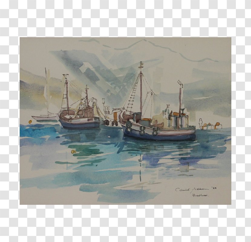 Fishing Trawler Watercolor Painting - Calm Transparent PNG