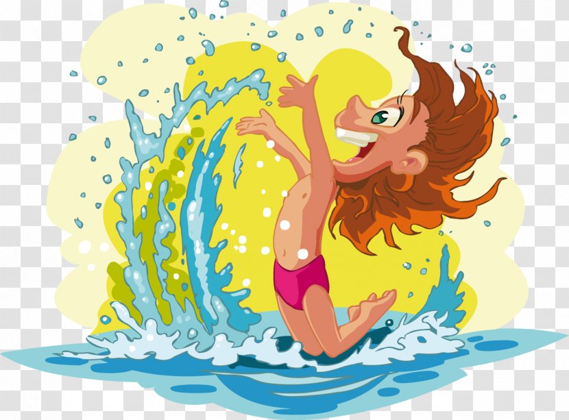 Beach Cartoon Clip Art - Swimming Boy Transparent PNG