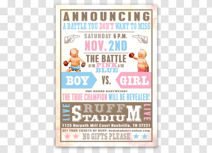 Gender Reveal Boxing Baby Shower Party Wedding Invitation - Gift Transparent PNG