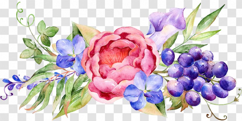 Floral Design Watercolor Painting Flower - Purple - Decoration Transparent PNG