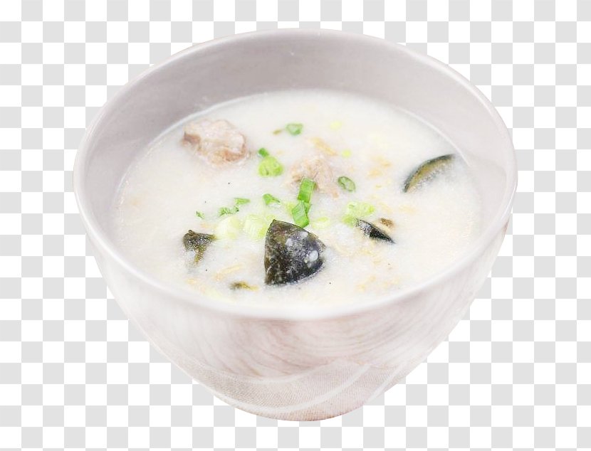Congee Breakfast Oat Century Egg Food - Clam Chowder - Eggs Pork Ribs Transparent PNG