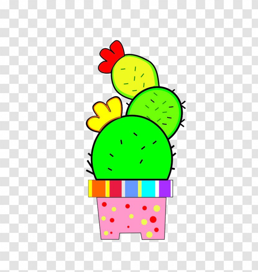 Clip Art - Green - Potted Cactus Transparent PNG