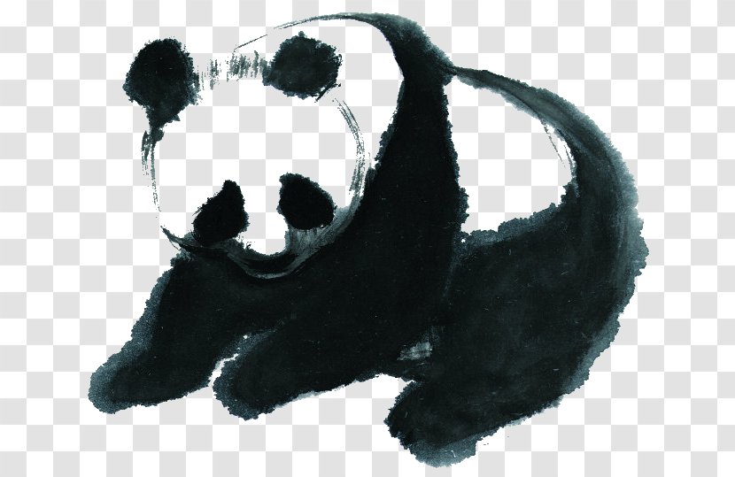 Giant Panda Puppy Ink Wash Painting Chinese Transparent PNG