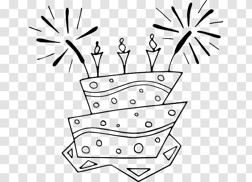 Birthday Cake Clip Art - Black And White Transparent PNG