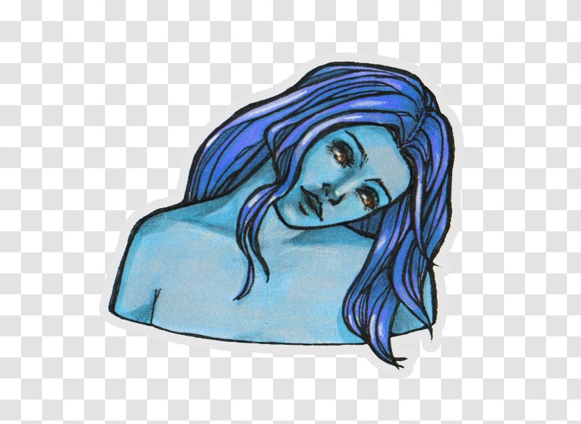 Mermaid - Electric Blue - Clock Sketch Transparent PNG