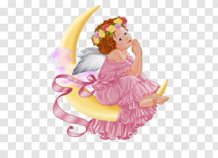 Download Clip Art - Angel - Sitting On The Moon Transparent PNG