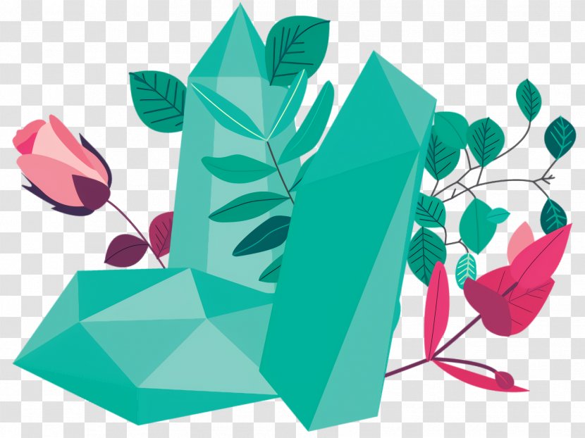 Green Leaf Background - Magenta Flower Transparent PNG