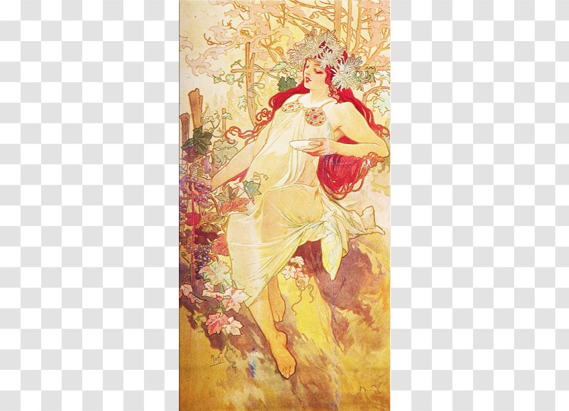 Alphonse Mucha's Art Nouveau: A Vintage Coloring Book -Volume 1- Poster Artist - Oil Painting Transparent PNG