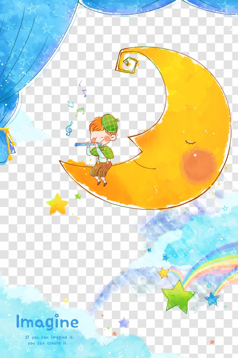 Moon Illustration - Tree - Boy Sitting On The Transparent PNG