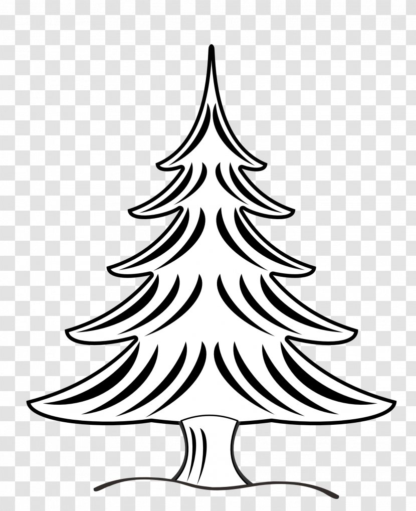 Christmas Tree Black And White Santa Claus Clip Art - Card - Line Transparent PNG