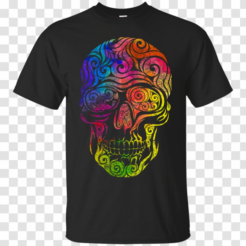 T-shirt Hoodie Raglan Sleeve - T Shirt - Colorful Skull Transparent PNG
