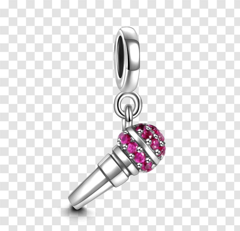 Earring Pandora Charm Bracelet - Cartoon - Silver Microphone Transparent PNG