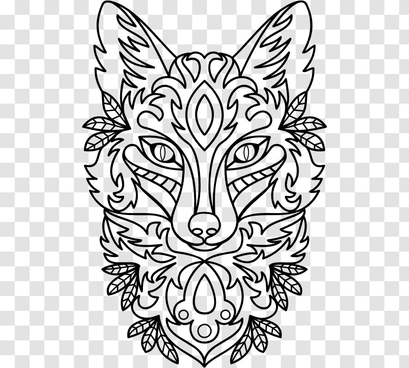 Drawing Line Art Fox - Fictional Character - Draw Transparent PNG