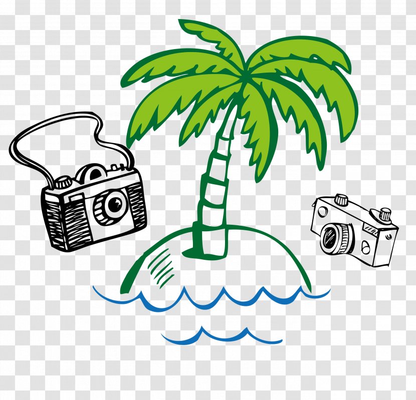 Banana Vector Clip Art - Leaf - Coconut Tree With The Camera Hand-drawn Transparent PNG