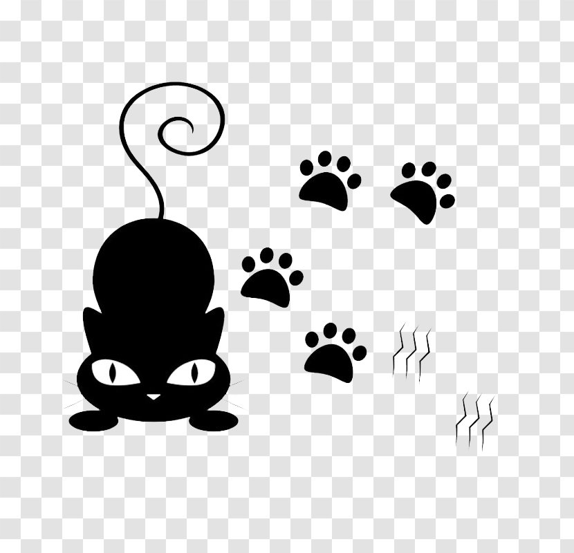 Cat Paw Footprint Sticker Dog - Animal Track - Lovely Black Cats And Footprints Transparent PNG