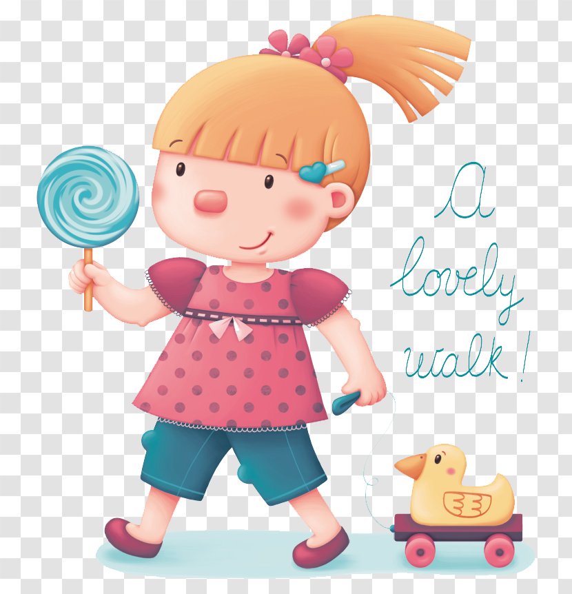 Doll Toddler Stuffed Toy Illustration - Take A Stroll Duck Lollipop Transparent PNG
