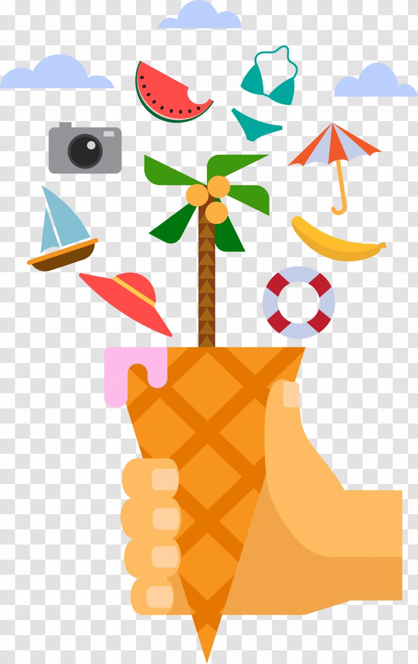 Ice Cream Arecaceae Euclidean Vector Clip Art - Artwork - Cute Cartoon Palm Transparent PNG