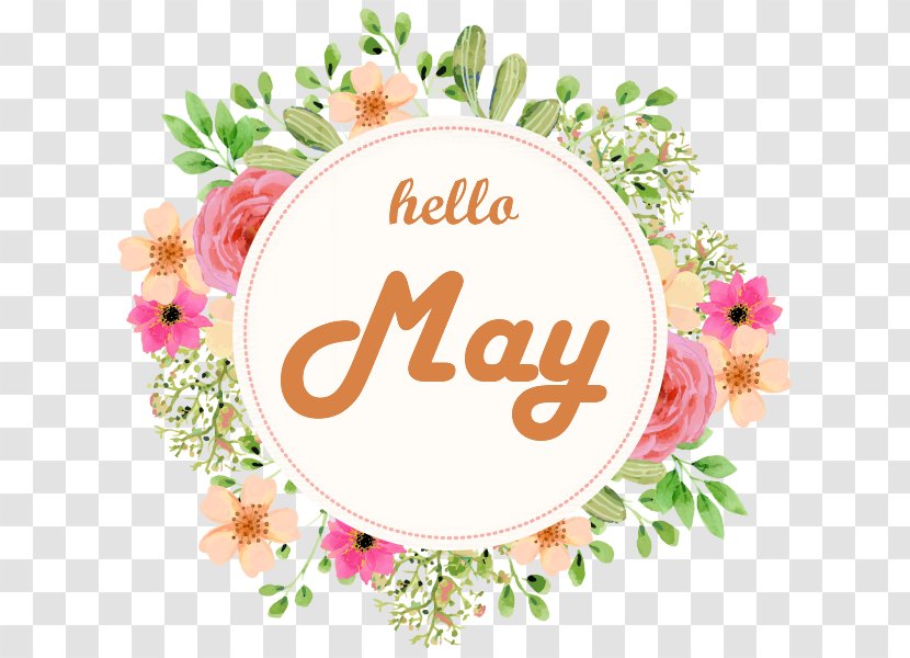Hello May. - Floral Design - Scoop Neck Transparent PNG