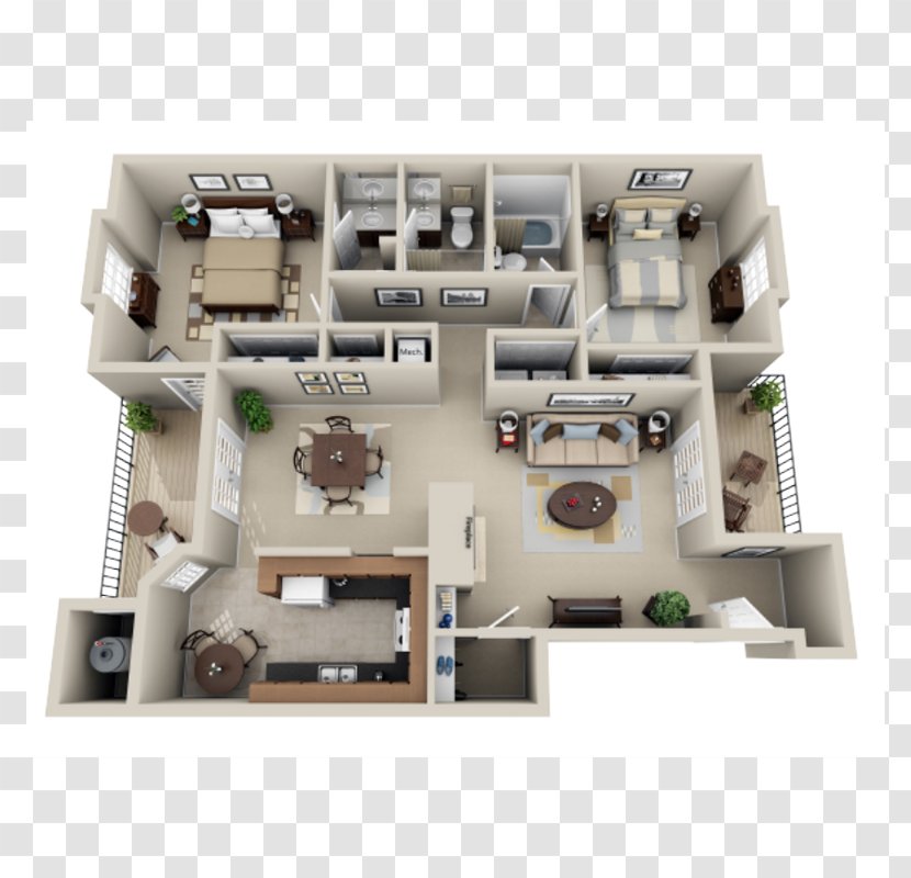3D Floor Plan Apartment House Storey Transparent PNG