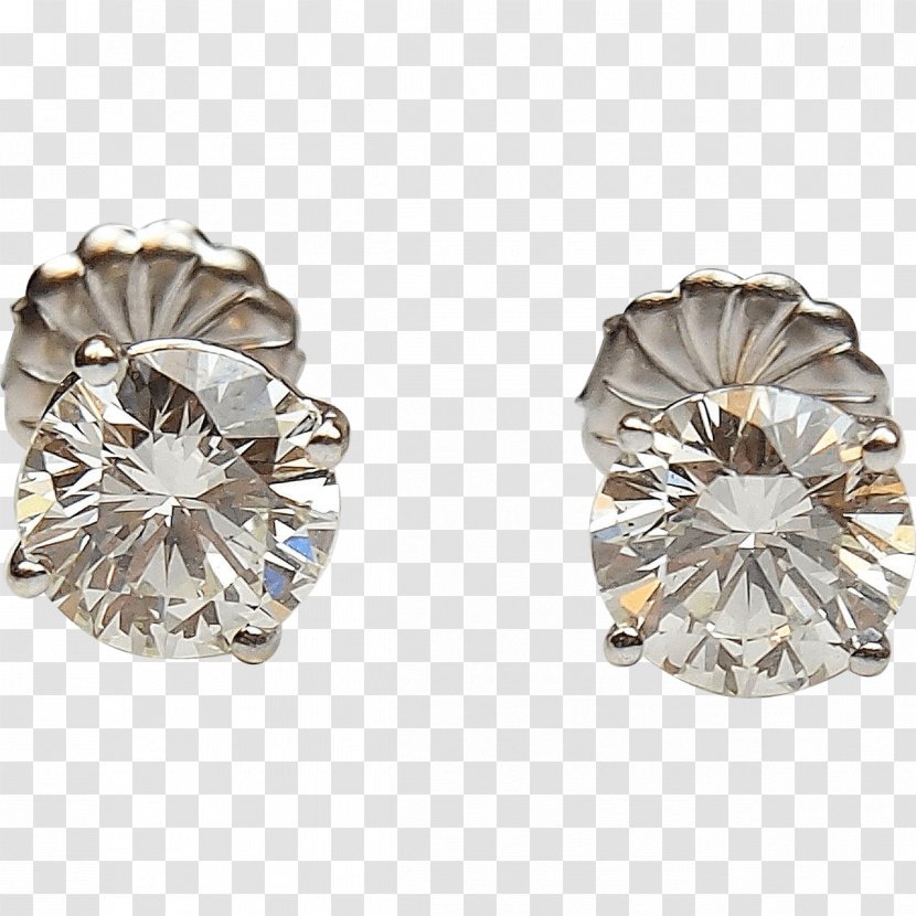 Earring Gold Diamond Carat Jewellery - Platinum Transparent PNG