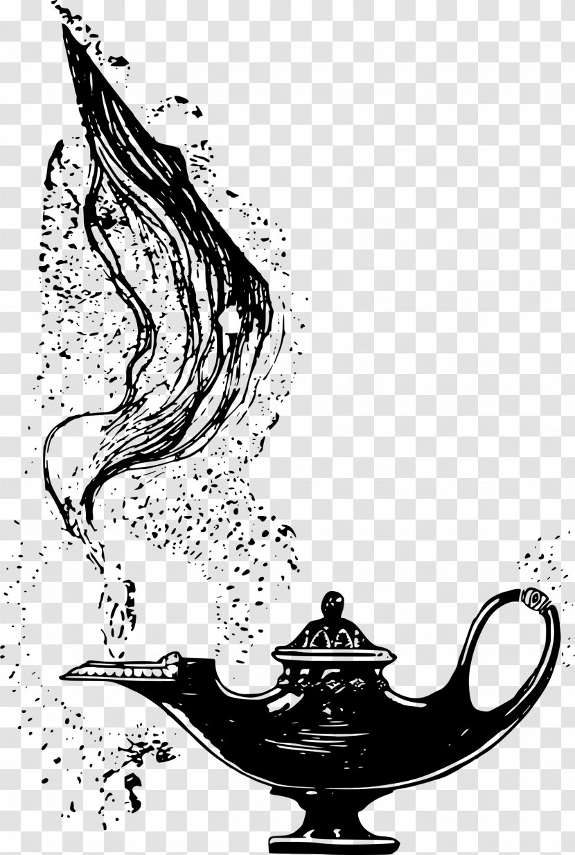 Genie Aladdin Oil Lamp Jinn - Drawing - Fairy Tale Transparent PNG
