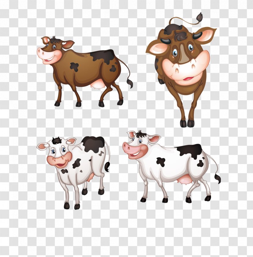 Cattle Sheep Milk Calf - Livestock - White And Brown Cows Cow Transparent PNG