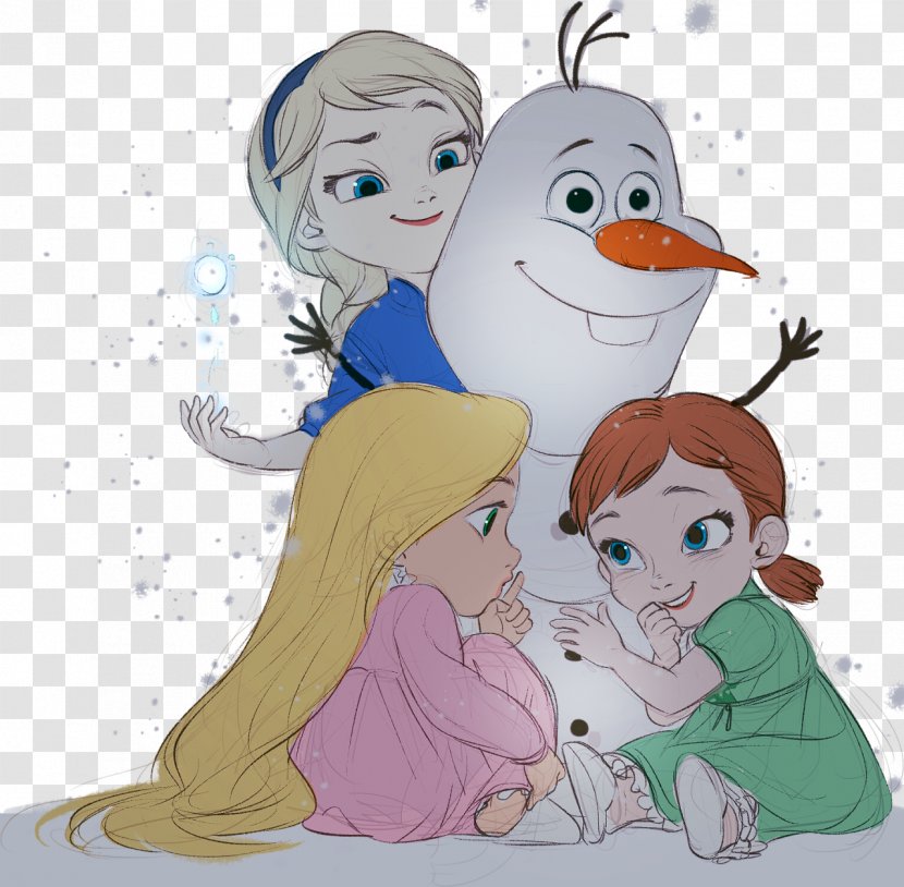 Rapunzel Anna Elsa Olaf Merida - Watercolor - Cousin Transparent PNG