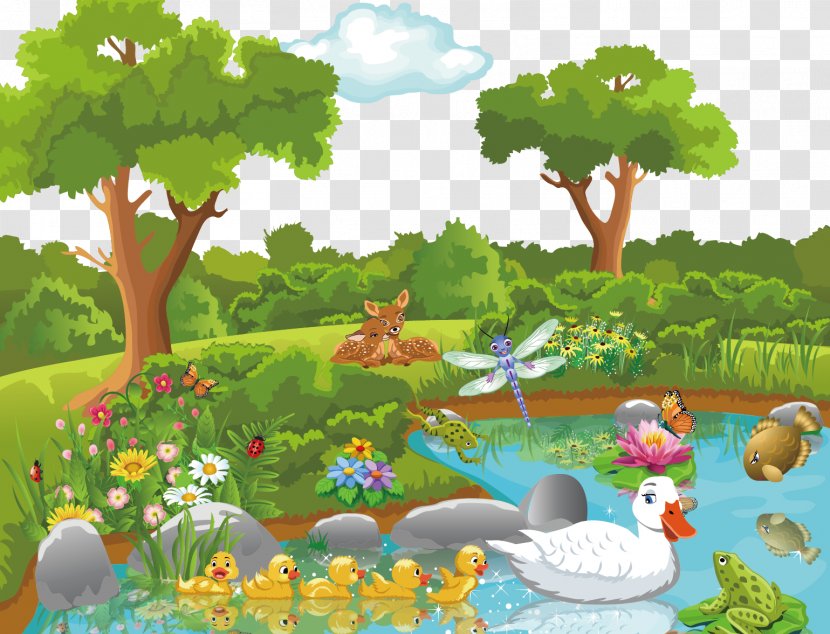 Theatrical Scenery Cartoon Nature Clip Art - Vertebrate - Jungle Fairy Tales Transparent PNG