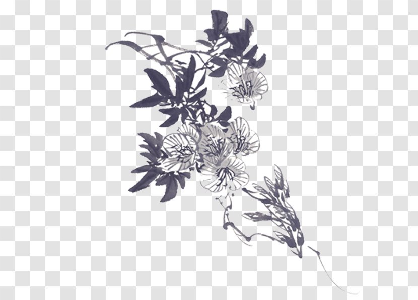 Ink Wash Painting Chrysanthemum Watercolor - Flower Transparent PNG